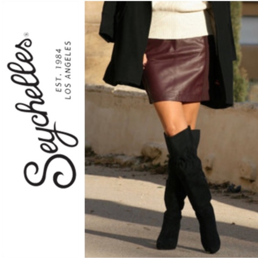 Seychelles Herd black suede leather zip over the knee boots - Picture 3 of 14